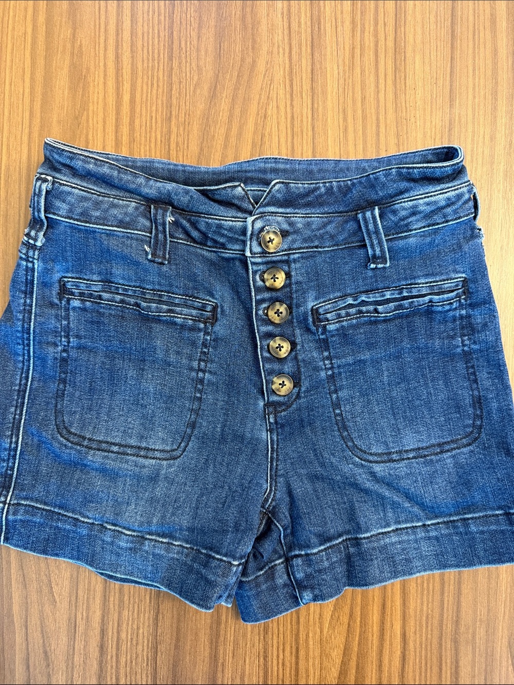 Anthropologie Button-Front Indigo Denim Shorts
